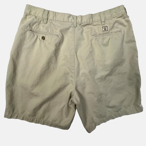 Vintage Chaps Ralph Lauren Chino Shorts Pleated Beige Cotton Mens Size 40 - Picture 3 of 6